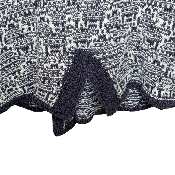 NIC+ZOE Linen Blend Textured Knit Cardigan Jacket Navy White Open Front Large - Picture 6 of 14